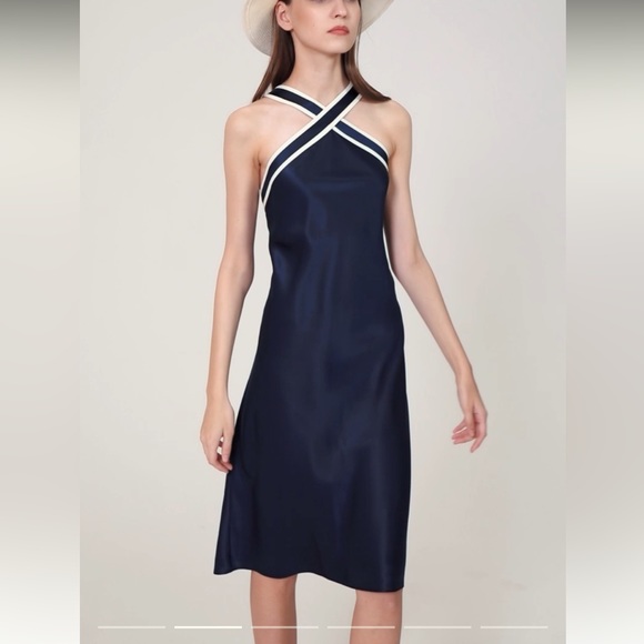 Lilysilk Glossy Camellia Silk Halter-Neck Dress - Picture 1 of 10